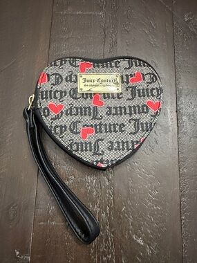 Juicy Couture Heart Wristlet Gothic Logo Black Red Y2K❤️🖤❤️🖤